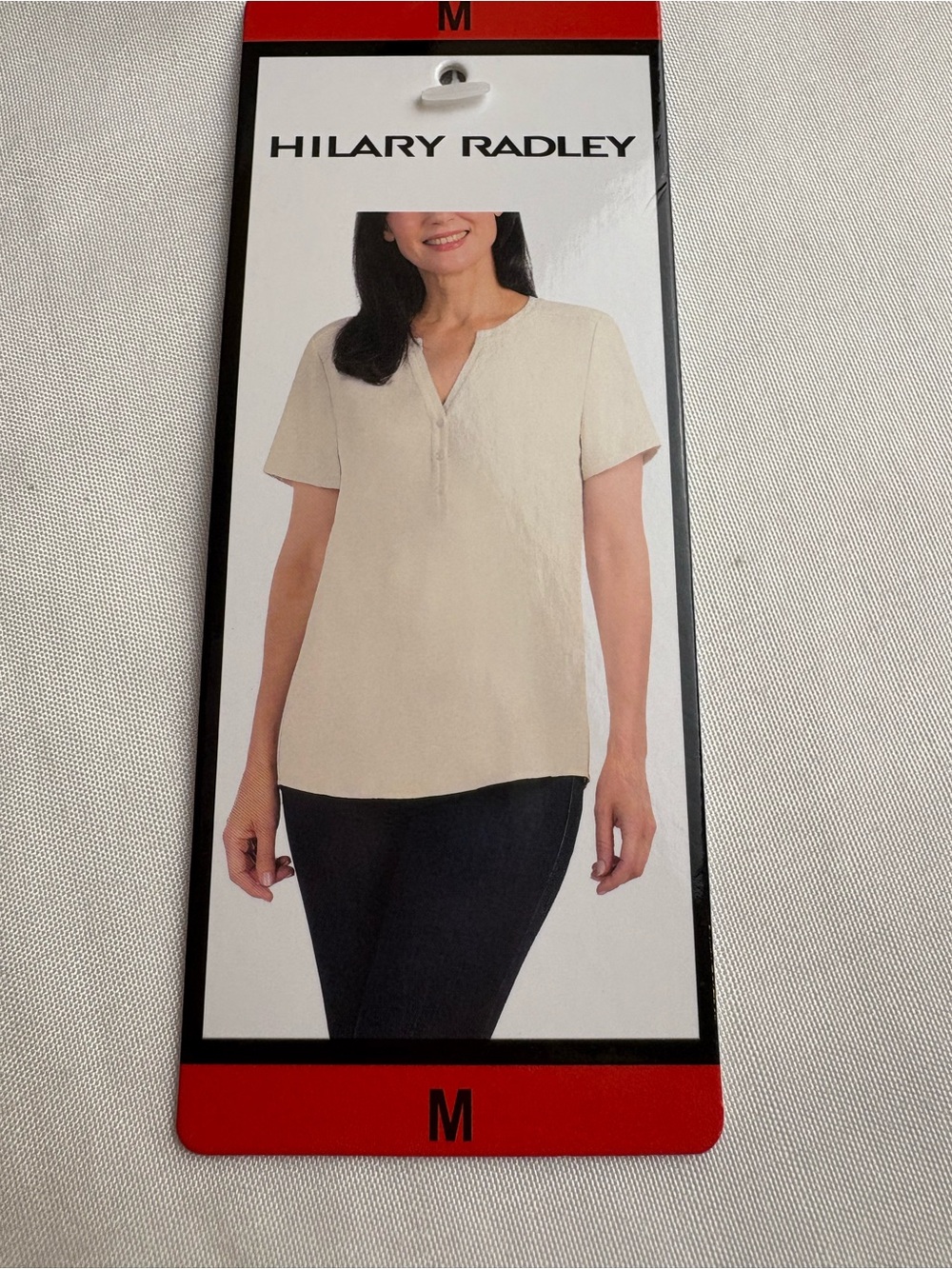 Hilary Radley Short Sleeve V-Neck Tunic in Cream